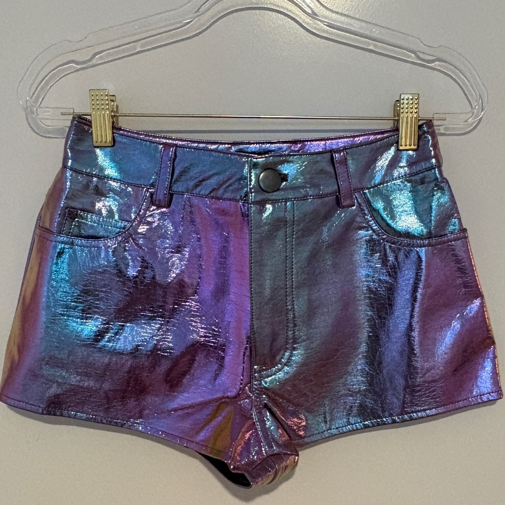 Nasty Gal Iridescent Faux Leather Shorts